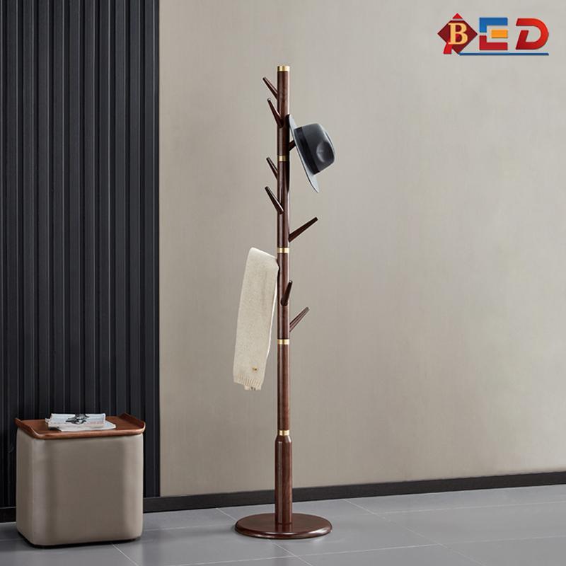 Solid wooden cap frame floor bedroom light luxury new Chinese clothes frame household hanger landing simple creative