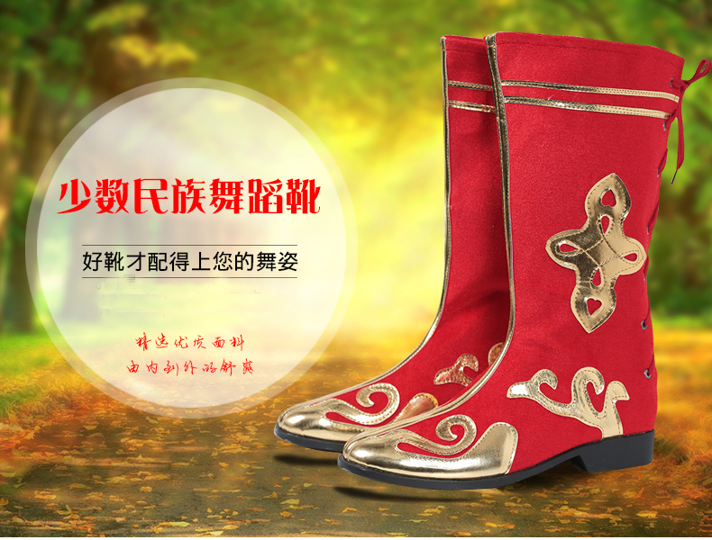 Minority dance boots Mông Cổ khởi động Tân Cương giày khiêu vũ Tây Tạng giày boots handmade khởi động của nam giới cao khởi động