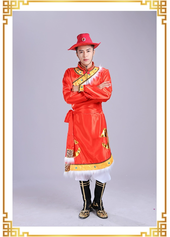 Đàn ông mới Mông Cổ biểu diễn trang phục múa Mông Cổ Trang phục dân tộc Mông Cổ biểu diễn sân khấu Tây Tạng