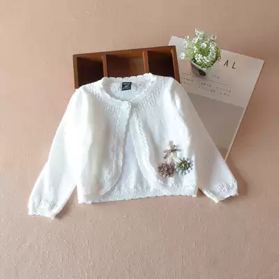 Children's clothing girls shawl long sleeve jacket infant baby hollow knitwear air-conditioning shirt spring and autumn summer sunscreen