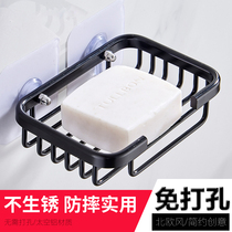 Soap box wall-mounted non-perforated drain storage rack Home bathroom wall storage artifact bathroom soap rack