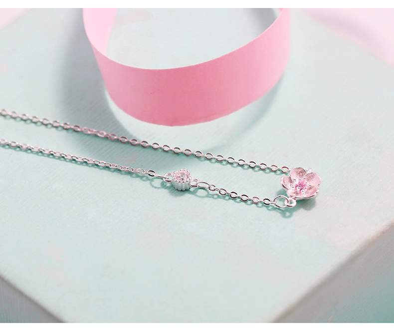 Hồng cherry blossom flower bracelet bạc tươi nữ sinh viên đồ trang sức đơn giản Hàn Quốc phiên bản của Nhật Bản và Hàn Quốc cá tính Sen Sở của dòng của bạn gái