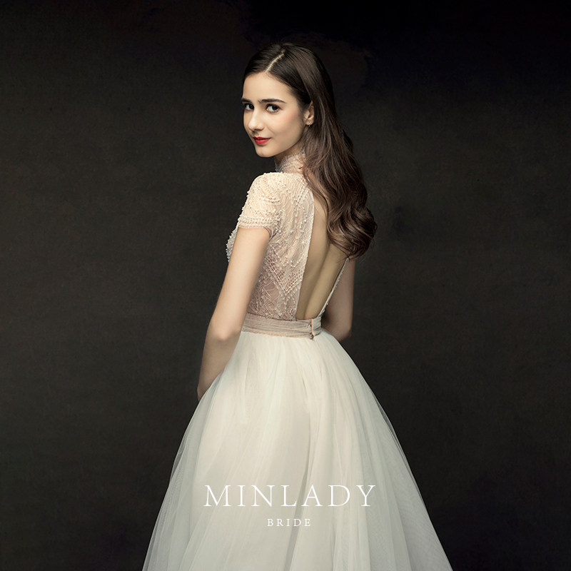 Famous) Austin wedding dress 2021 new bride retro heavy industry Hepburn wind Super fairy two wear French light wedding dress