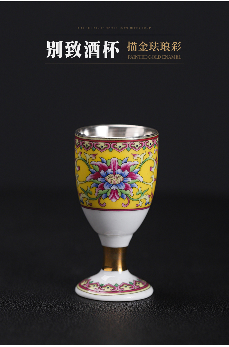 Silver colored enamel 999 palace huangfeng 12 head coppering. As wine gift box set of jingdezhen hip flask high coppering. As Silver cup