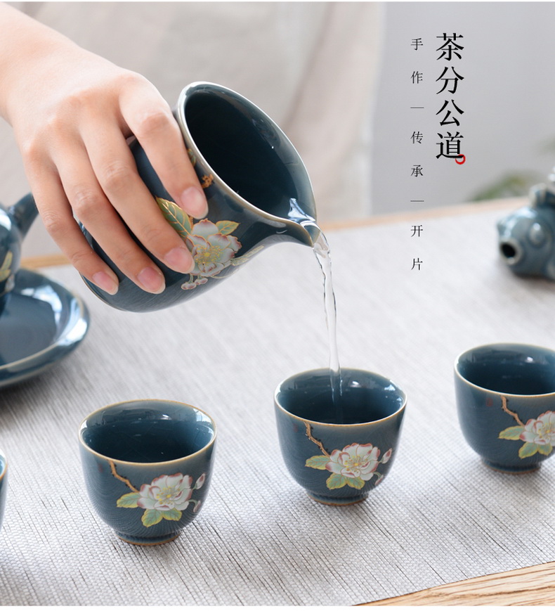 Black pottery, stole home kung fu tea set jingdezhen ceramic teapot teacup tureen tea tea service office