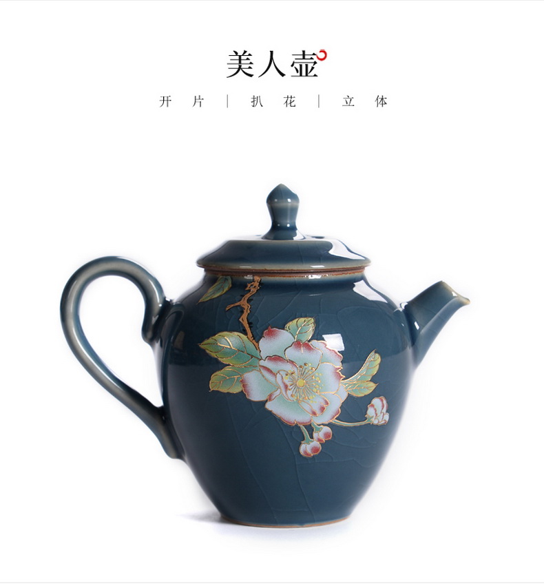 Black pottery, stole home kung fu tea set jingdezhen ceramic teapot teacup tureen tea tea service office