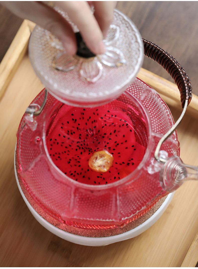 The Heat - resistant glass teapot ceramic based home warm tea stove heating base bamboo tray was suit make tea a cup of tea