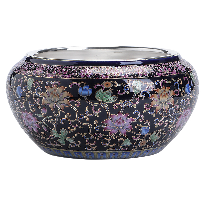 Rich large colored enamel coppering. As 999 silver palace tea wash tea accessories water wash to writing brush washer meng jingdezhen ceramic cup