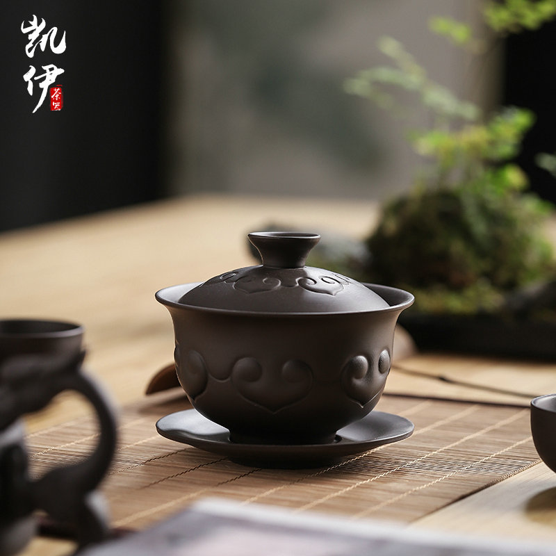 Undressed ore tureen dark purple clay mud violet arenaceous kung fu tea set home worship to use yixing what slime three use hand grasp pot