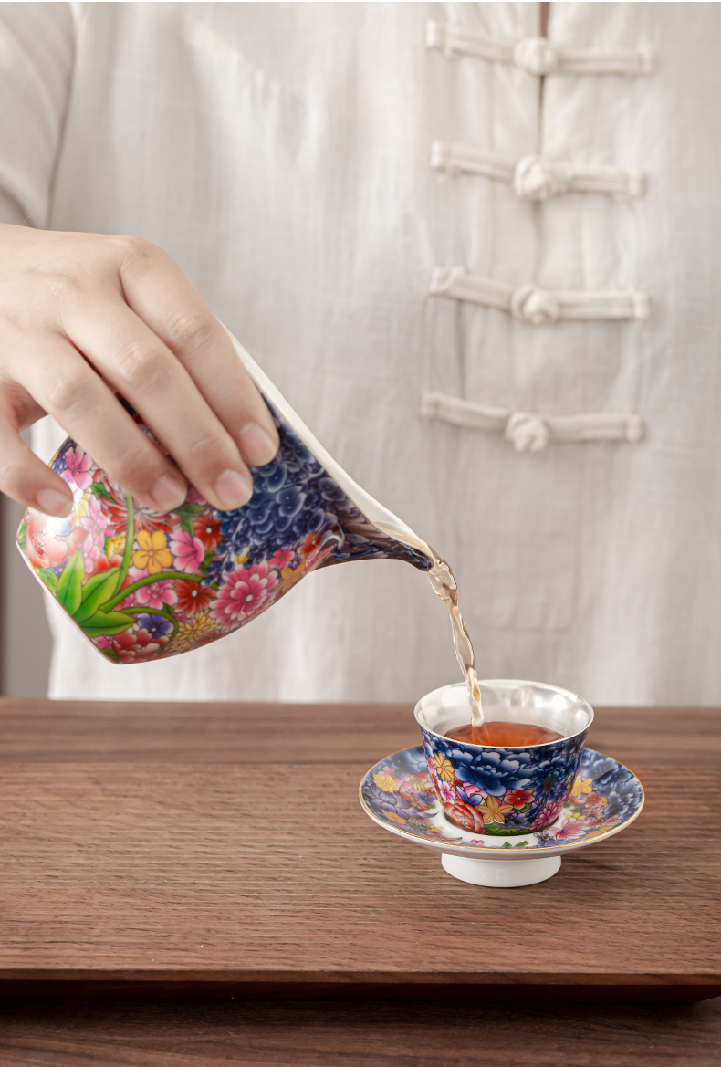 Flower is side the tea steamer coppering. As silver kung fu tea set of jingdezhen ceramic tea cup, office home