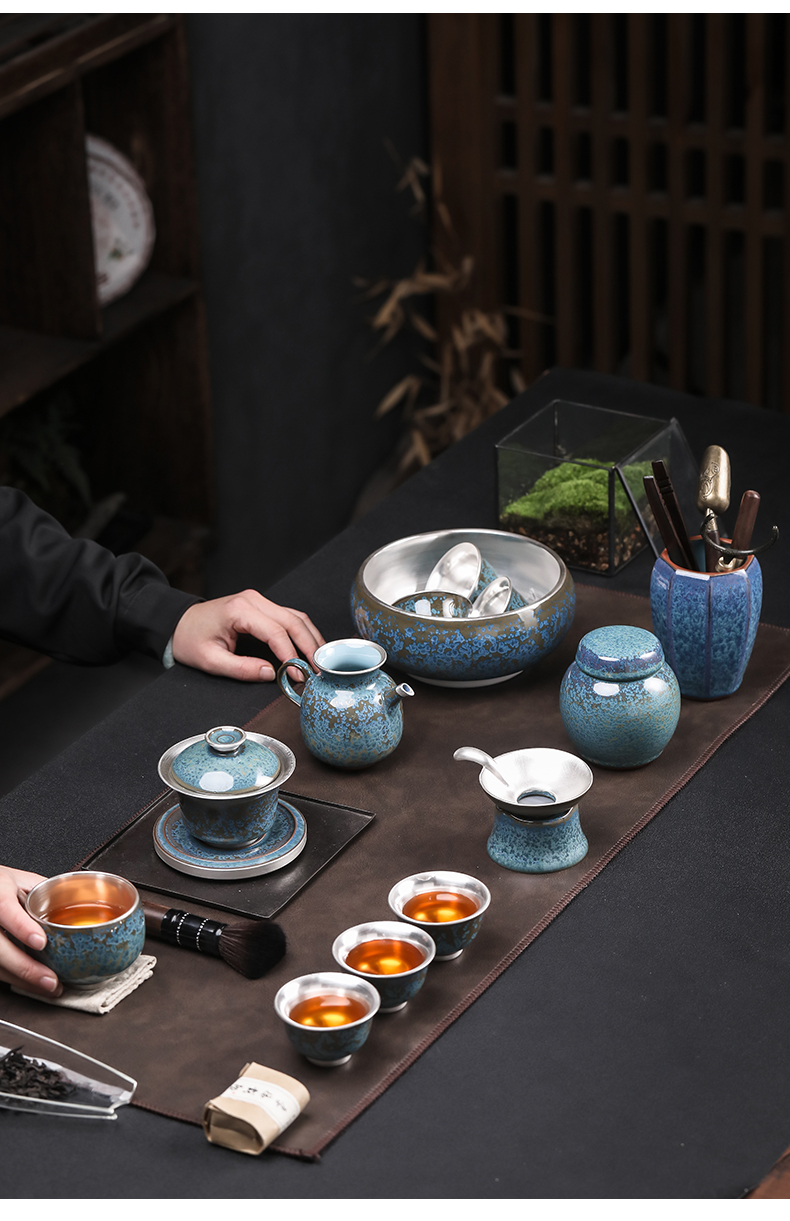 Taiwan floating cui aquamarine ceramic tea wash to wash large cup writing brush washer tea in hot water jar barrel parts tea sets