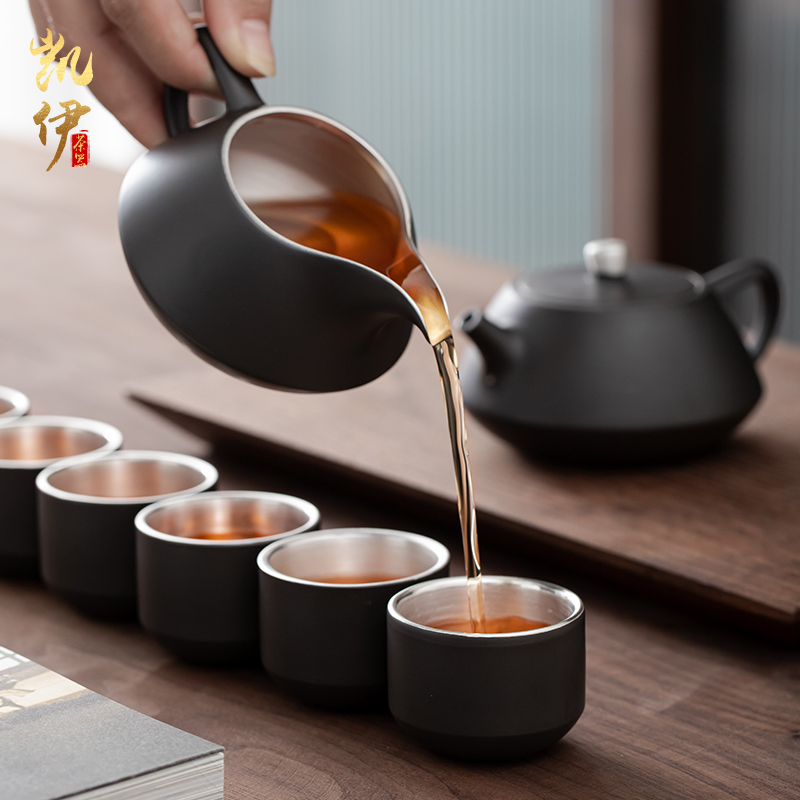 Undressed ore dark violet arenaceous mud coppering. As silver kung fu tea cup teapot tea set household utensils, the whole office