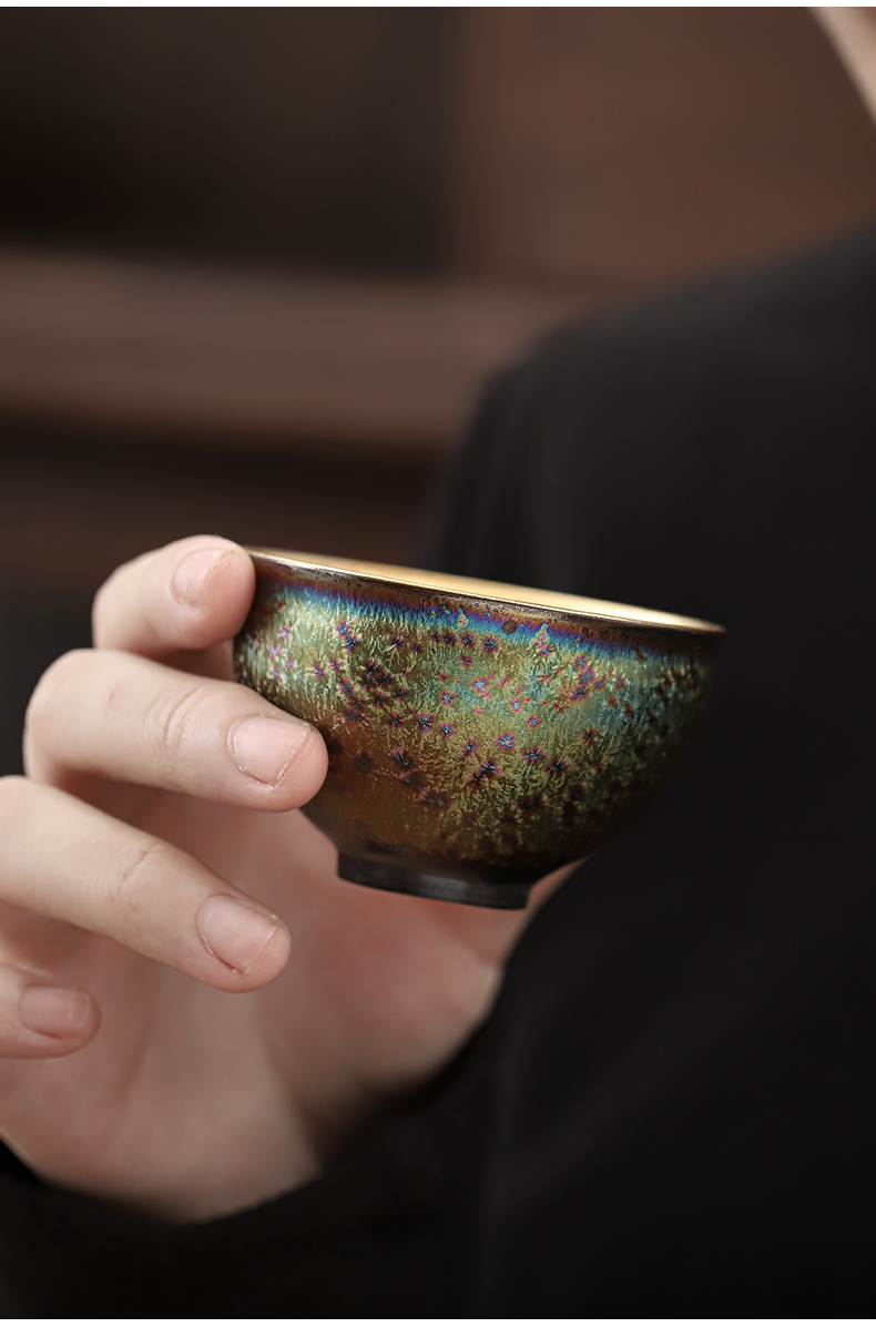 Manual fine gold colorful variable sample tea cup single glass ceramic cups of tea to use the master cup kung fu tea cups