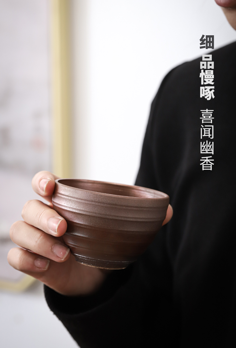 Patrick ho chi - ping firewood coarse pottery tea light boring grain cup checking ceramic kung fu tea cups with high temperature glaze firewood master CPU