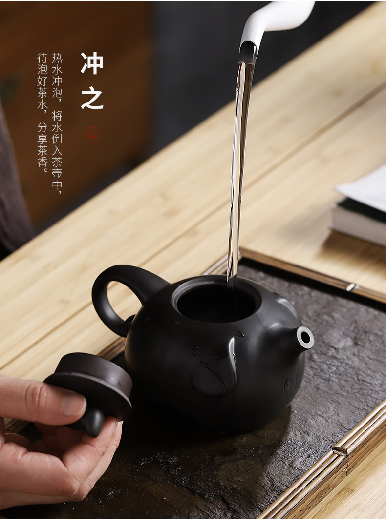 Undressed ore ceramic tea pot - kung fu tea set single pot black clay pot home side xi shi as the teapot hand grasp pot pot