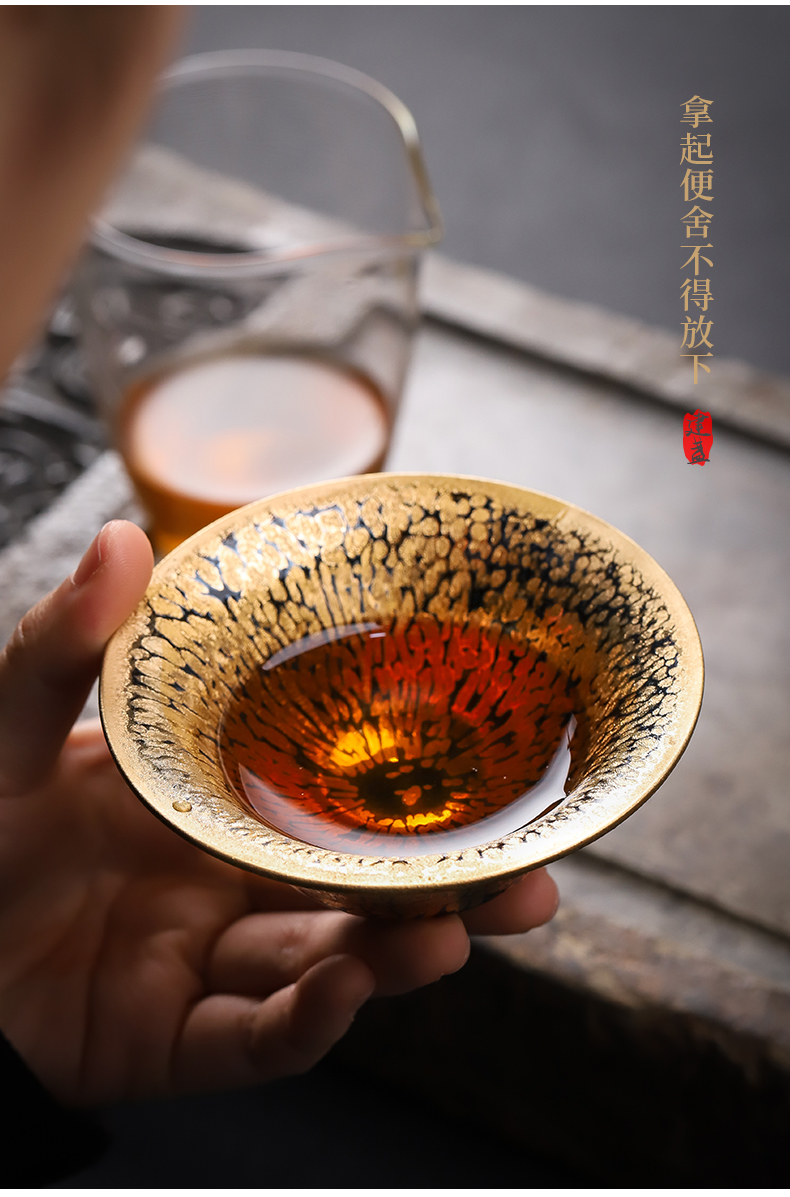 Zeng, Guangxu 24 k jinzhan building light sample tea cup full manual temmoku up ceramic cups large master cup of tea