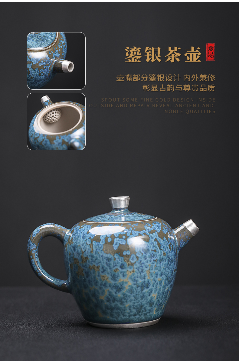 Taiwan floating cui aquamarine coppering. As silver kung fu tea set household teapot sample tea cup coppering. As silver cup three tureen