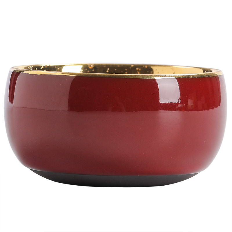 Gold round flat cup kunfu tea master sample tea cup cup cup tea cup ceramic iron tire individual CPU high - grade tea cups