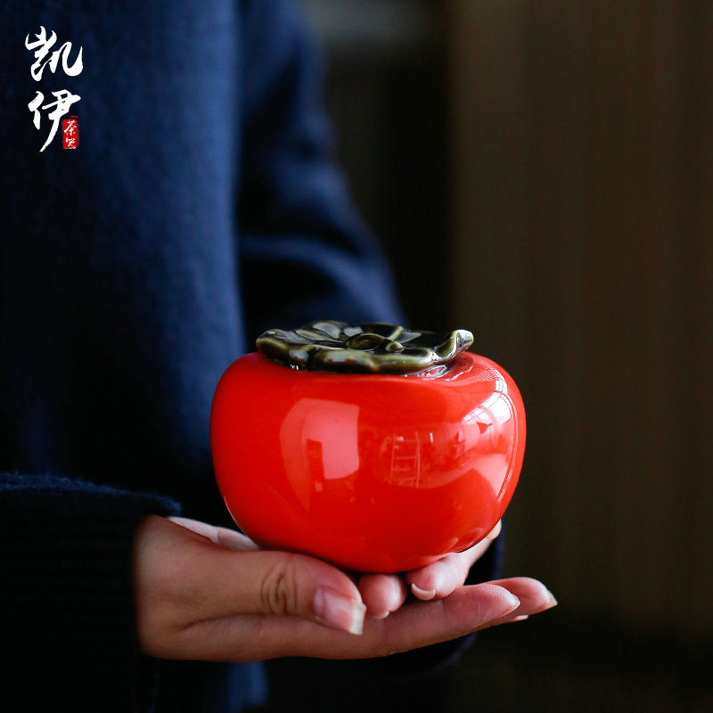 Kay medium mini persimmon persimmon persimmon ruyi ceramic POTS creative caddy fixings tea pet furnishing articles sealed jar