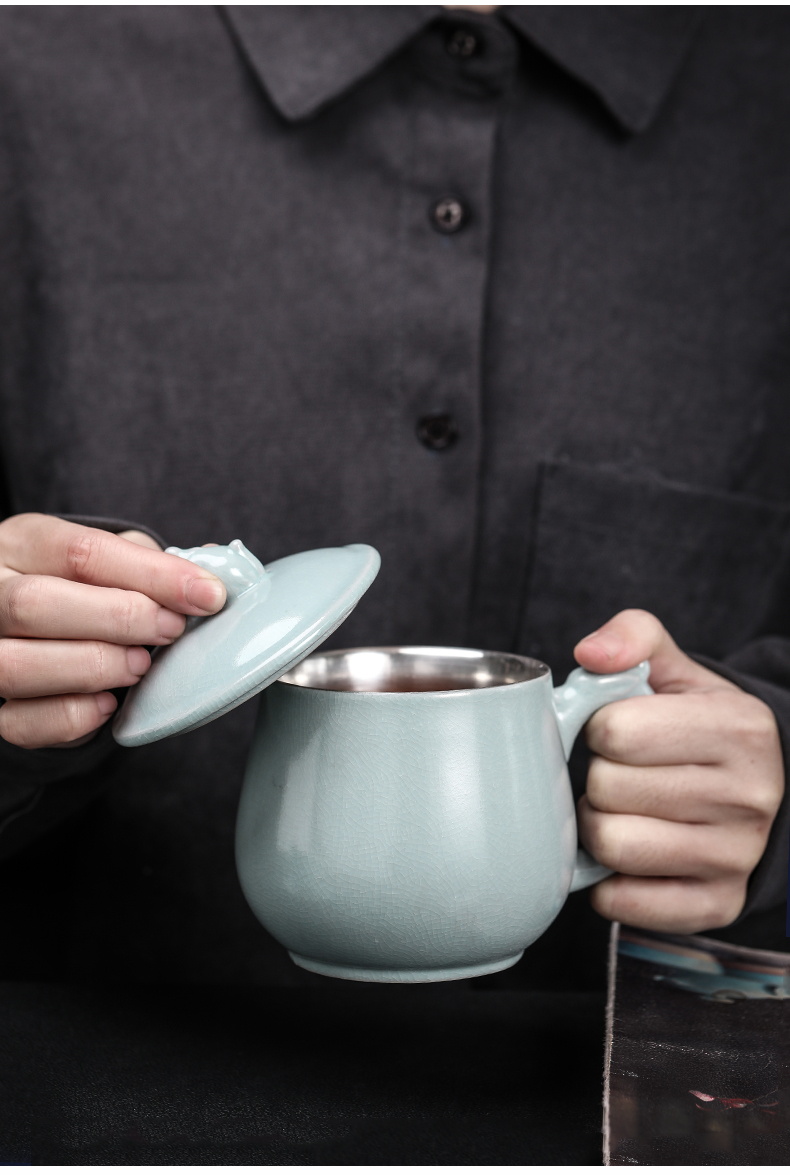Azure office cup your up coppering. As 999 silver dragon Xiu cup tea cup silver cup 4 times jingdezhen ceramic cups