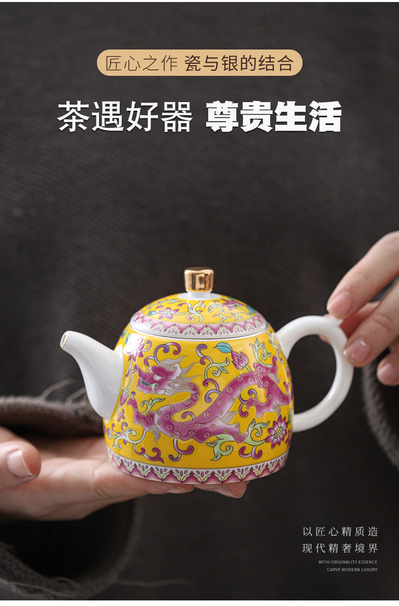 In extremely good fortune coppering. As silver enamel teapot hand grasp pot of kung fu tea tea set jingdezhen single household the teapot