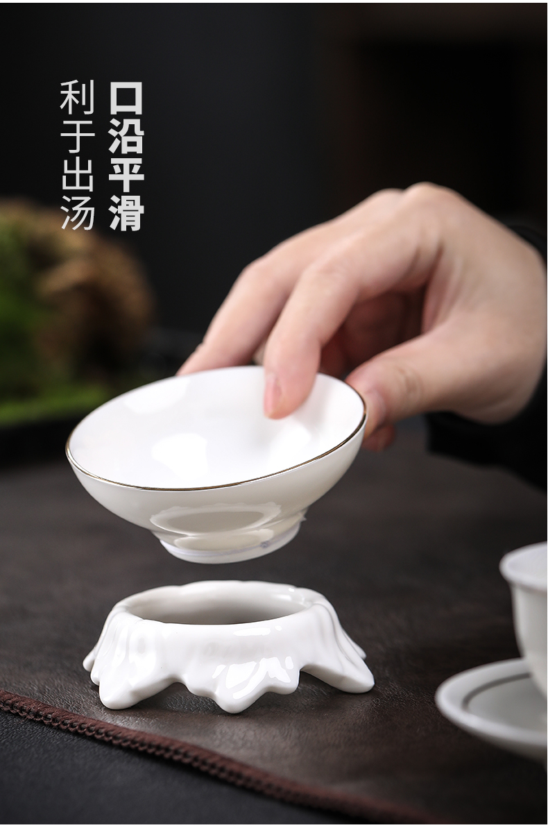 Kaolin white porcelain gift of kung fu tea set of a complete set of domestic Chinese wind contracted see colour set of ceramic tureen tea sets
