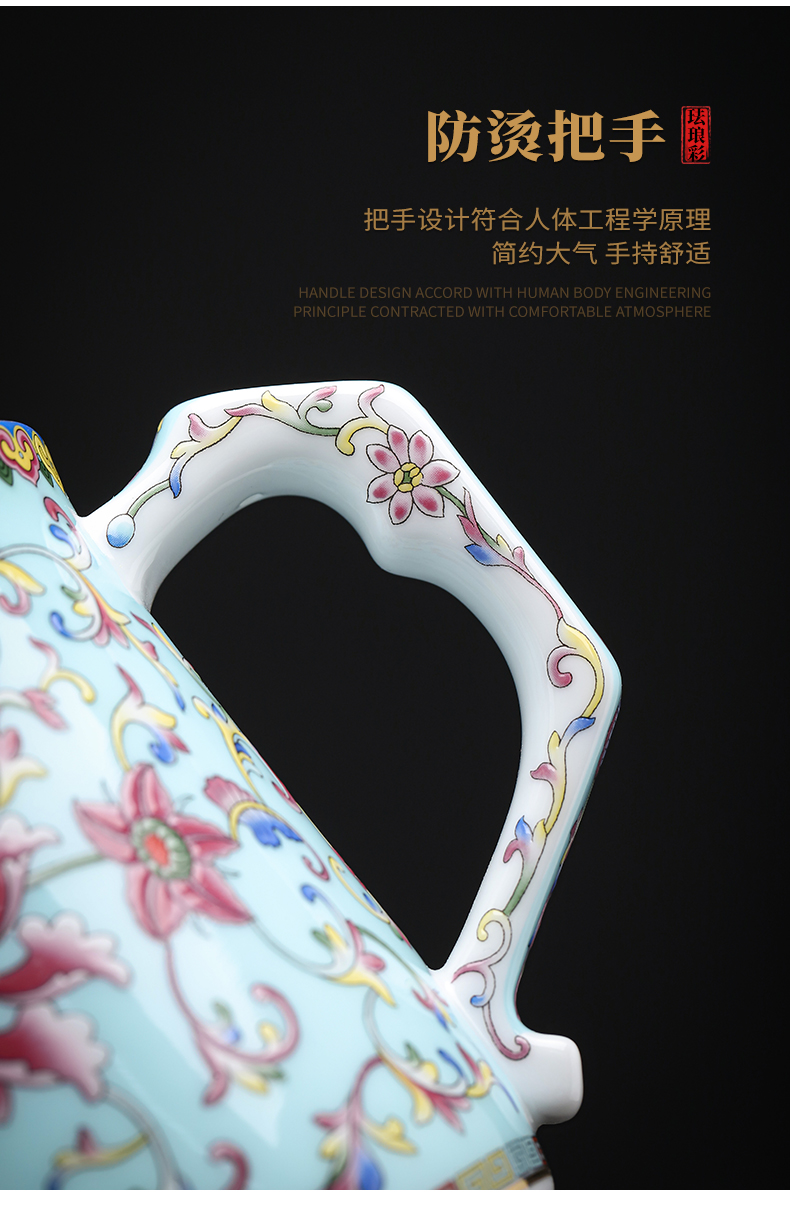 Colored enamel coppering. As silver cup office of jingdezhen ceramic cup silver cup hand grasp cup filter cup keller