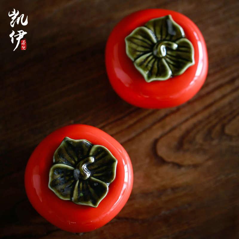 Kay medium mini persimmon persimmon persimmon ruyi ceramic POTS creative caddy fixings tea pet furnishing articles sealed jar