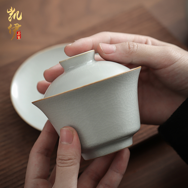 Open the slice your up to raise three tureen your porcelain ceramic cup tea bowl to bowl kung fu tea tea bowl