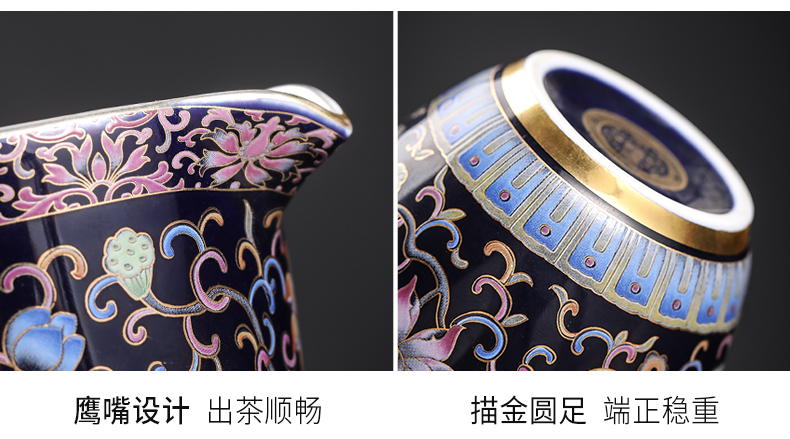 Silver colored enamel riches and honour flowers coppering. As kung fu tea sets tea pot lid bowl of jingdezhen ceramic tea set