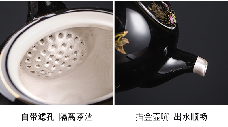 Tasted silver gilding kung fu tea set jingdezhen ceramic tea set home office tea tureen silver cup teapot