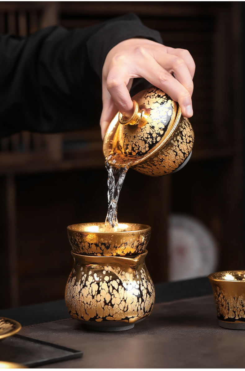 Build light tea strainer 24 k jinzhan ceramic filter separator gold oil droplets kung fu tea tea tea accessories