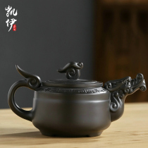 Raw ore Purple sand Teapot Kung Fu Teapot Single pot Black Mud Teapot Household side handle Teapot Tea pot Hand grab Pot Xishi Pot