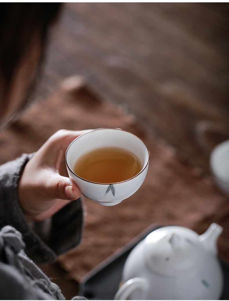 Kate hand - made white porcelain cup sample tea cup under the glaze color cup individual cup tea cup of tea, green tea cup