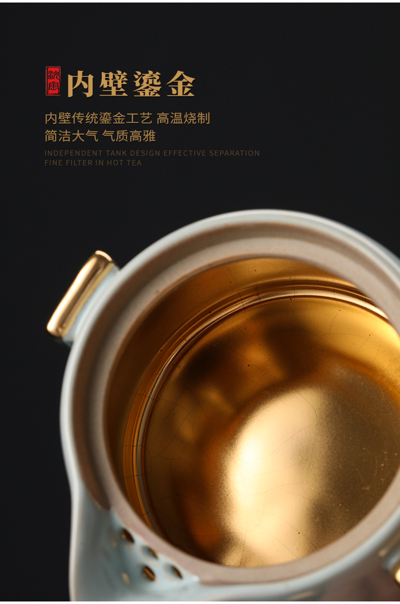 Your up gold eat all crack cup golden cup travel tea set jingdezhen ceramic gold glass teapot