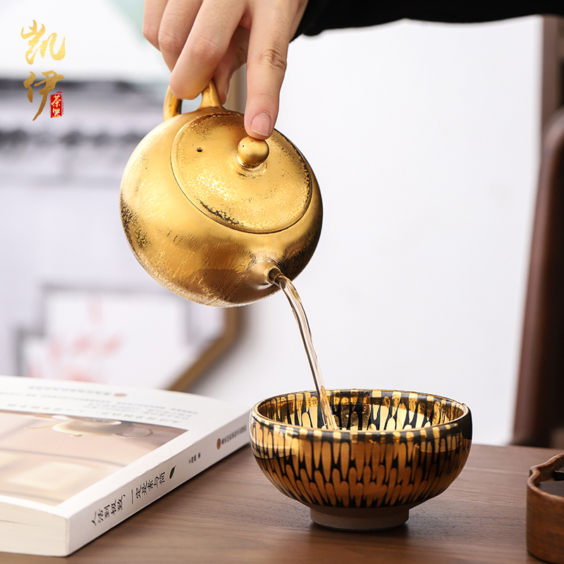Zeng, Guangxu gold of firewood temmoku built one single pot of ceramic teapot household pure manual ball hole, xi shi pot teapot