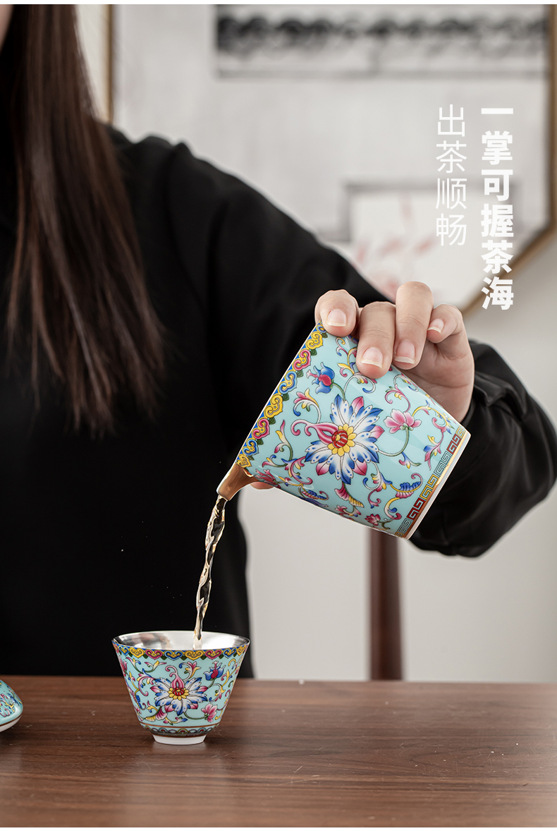 Colored enamel shamrock coppering. As silver, silver cup tea set jingdezhen ceramic kung fu tea tea tea set silver cup