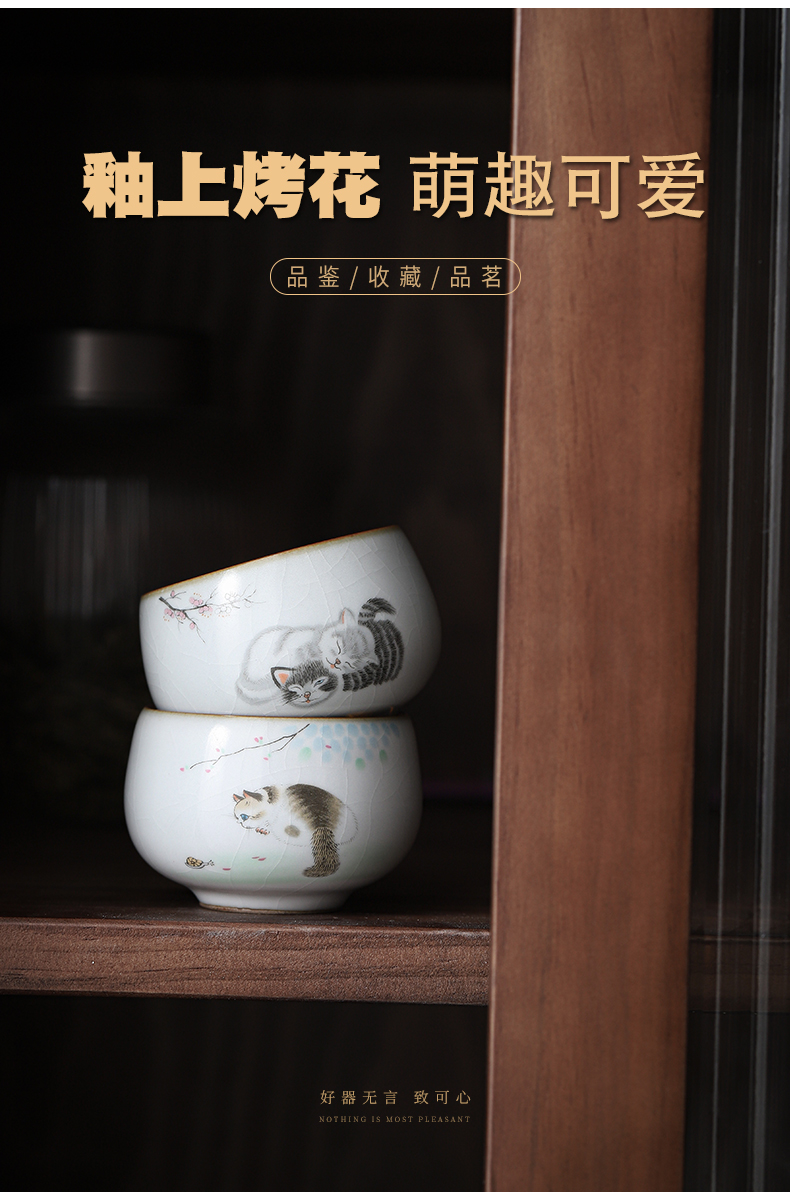 Gold on your up hand - made master cup sample tea cup of jingdezhen ceramic cat kung fu tea set silver cup tea cups