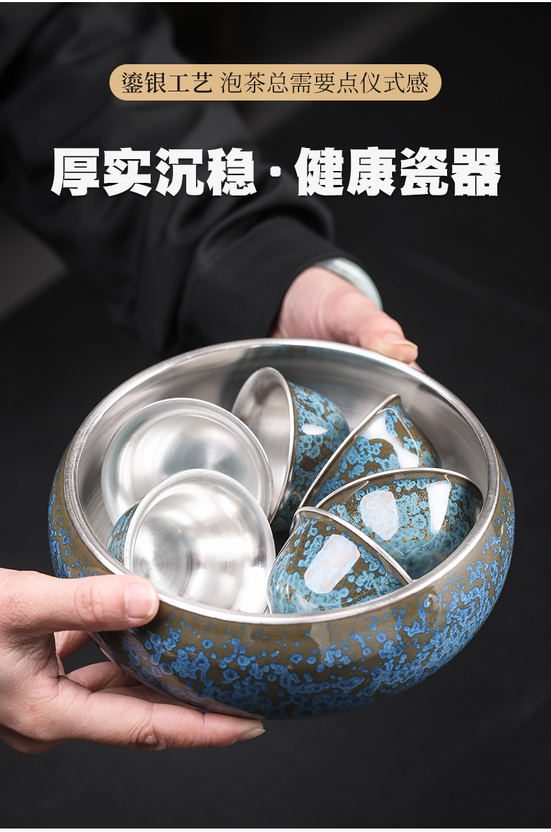 Taiwan floating cui aquamarine ceramic tea wash to wash large cup writing brush washer tea in hot water jar barrel parts tea sets