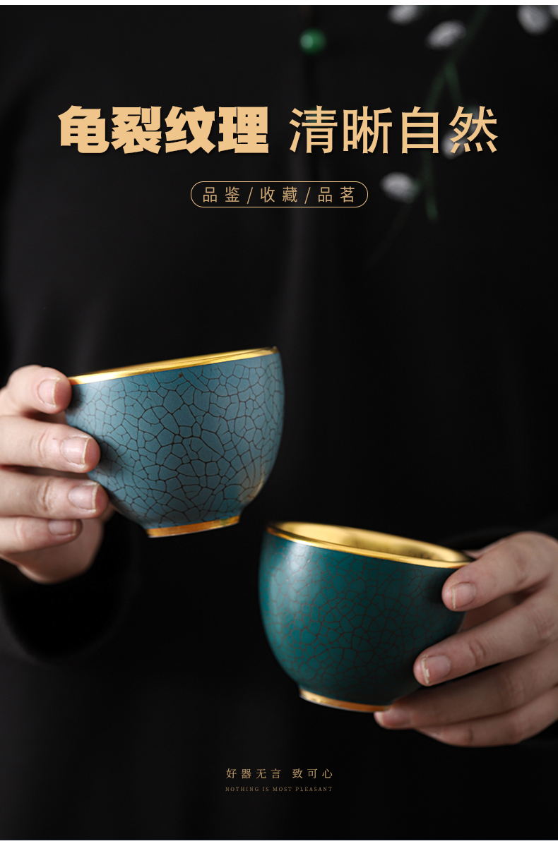 Gold cup sample tea cup tortoiseshell dragon master of jingdezhen ceramic cup silver cup kung fu tea cups silver cup