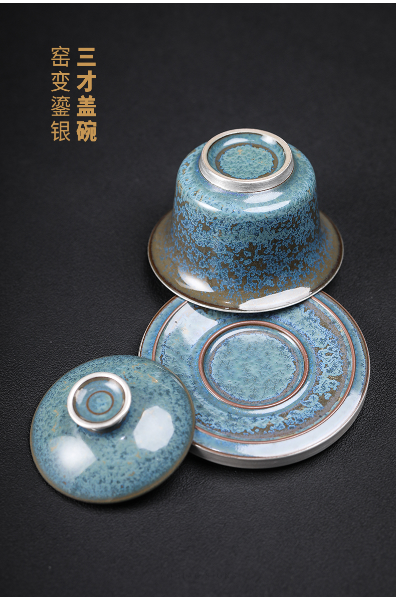 Taiwan floating cui aquamarine ceramic tureen large coppering. As silver tea cups three bowl bowl of kung fu suit household