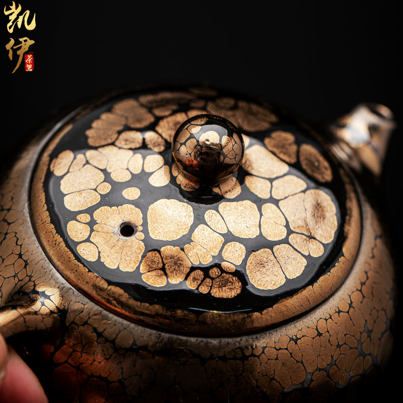Zeng, Guangxu hand gold oil droplets xi shi pot making light manual teapot up ceramic teapot hand grasp pot of tea