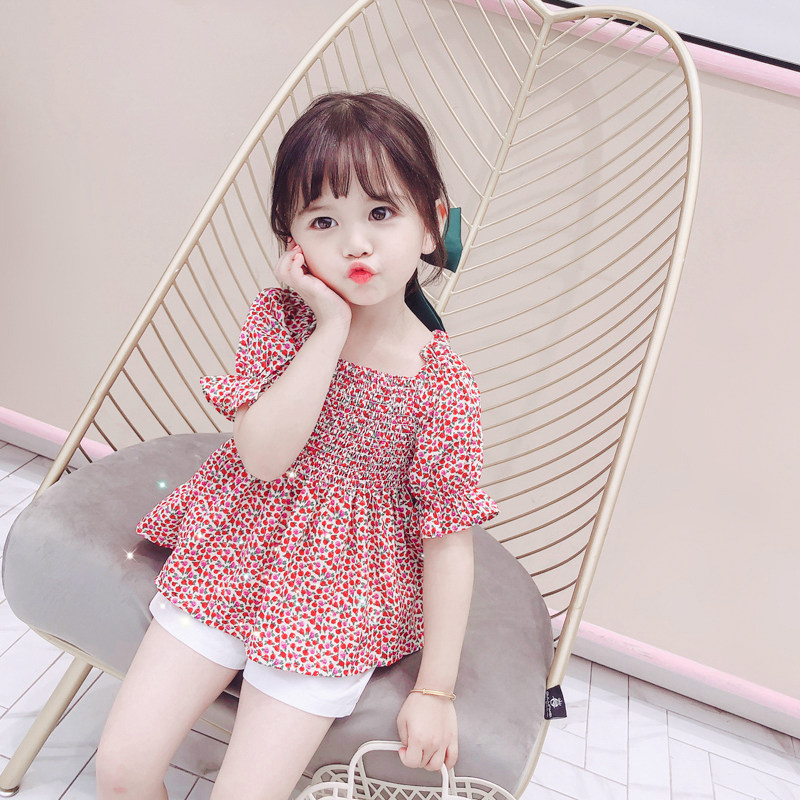 Baby girl summer suit 2022 new 3 girls Western style two-piece set 4 Korean version 5 children 6 princess tide clothes spring