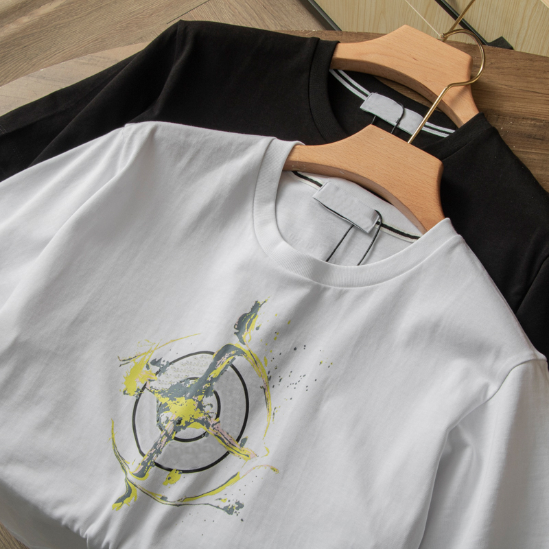 Euroline Outdoor Tide Card Men 240g Egypt Long Suede Cotton Ink Graffiti Sea God Series Round Collar Short Sleeve T-shirt