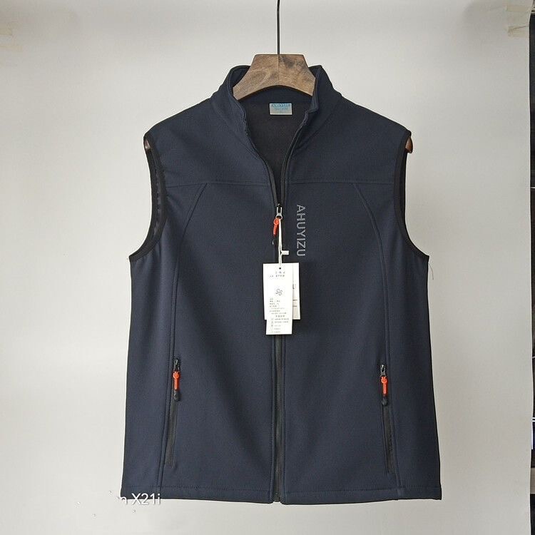 Autumn and Winter Men's Outdoor Soft Shell Vest, Fleece Vest, Cold-Proof and Warm, Casual Sports Vest