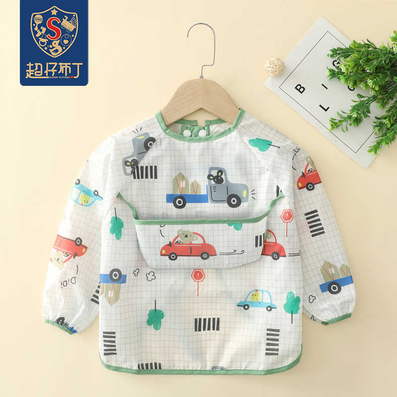 Baby clothes children eat meal around waterproof long sleeves draw dress baby apron fall winter coat coat anti-dress