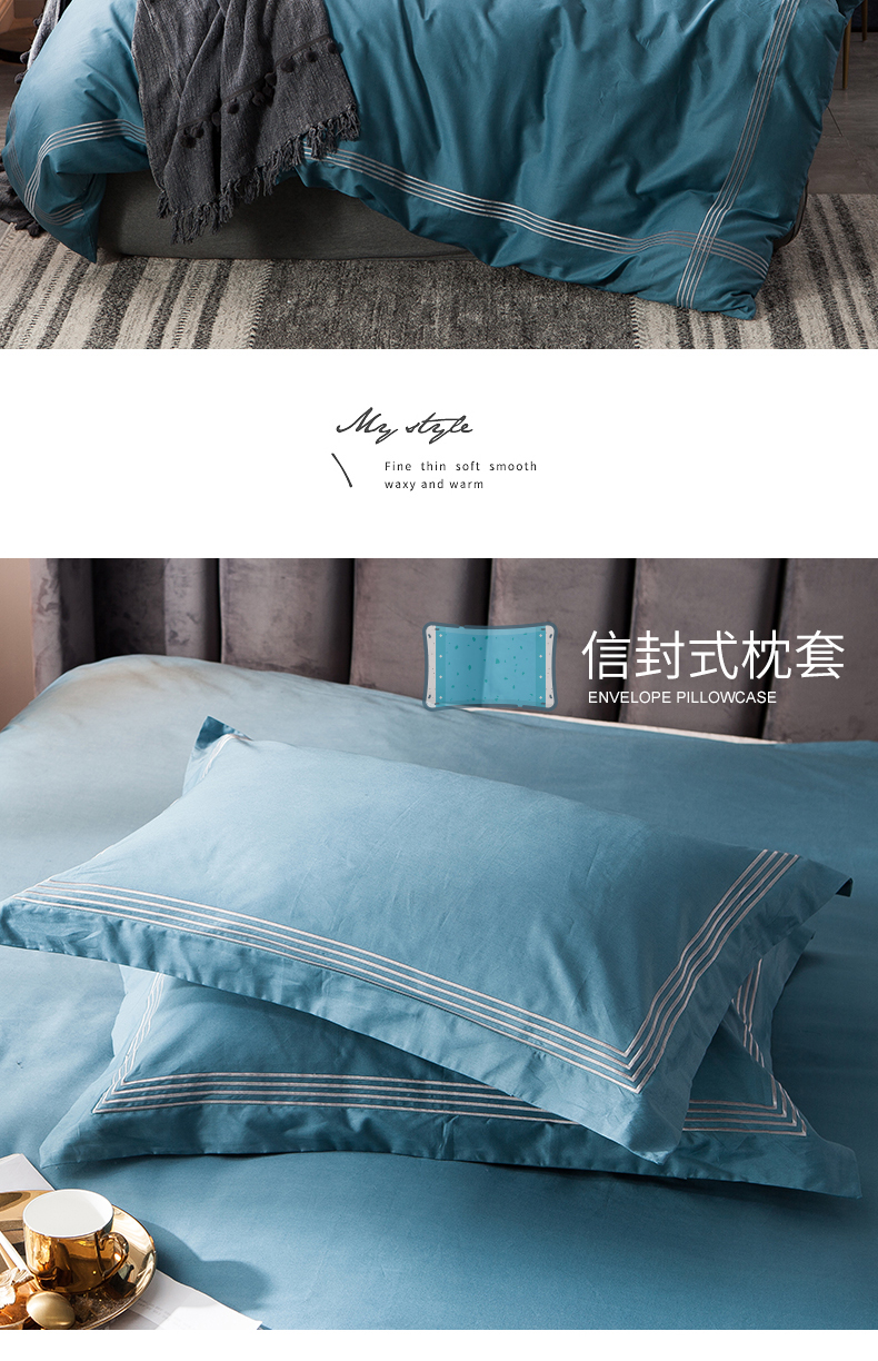 Nam Cực ánh sáng ngông cuồng gia đình thêu bốn thẳng màu bông chăn bông giường tờ rắn giường Doanh nghiệp nam và nữ - Bộ đồ giường bốn mảnh chăn ga gối đệm cao cấp