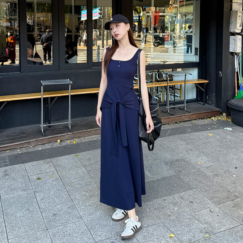 Tall Women's Long Skirt Vest Sleeveless 2026 New Style Women's Summer Elegant Shawl Suspender Dress Two-Piece Set