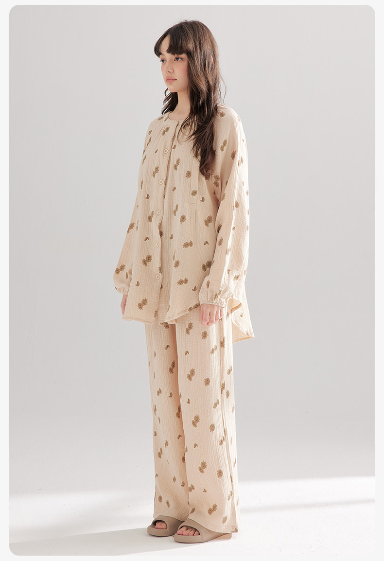 纱布月子服夏季薄款产后双层纯棉喂奶家居服哺乳孕妇睡衣女春秋 — 18
