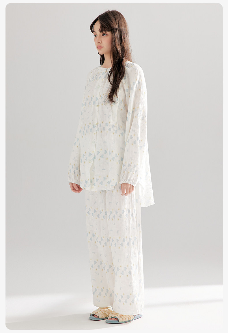 纱布月子服夏季薄款产后双层纯棉喂奶家居服哺乳孕妇睡衣女春秋 — 20